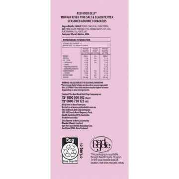 Red Rock Deli Gourmet Crackers Murray River Pink Salt & Black Pepper 130g