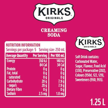 Kirks Creaming Soda Soft Drink Bottle 1.25L