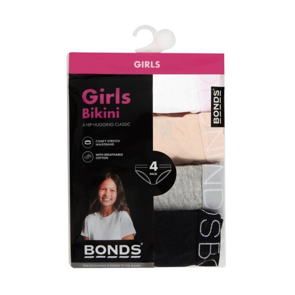 BONDS GIRLS KIDS BIKINI SIZE10/12 4 PACK