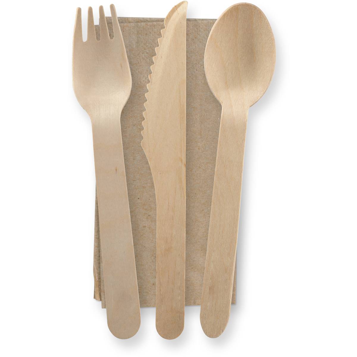 BioPak Wooden Cutlery With Napkin Set