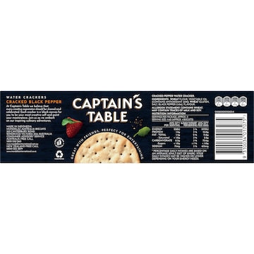 Captain's Table Cracked Black Pepper Water Crackers 125g