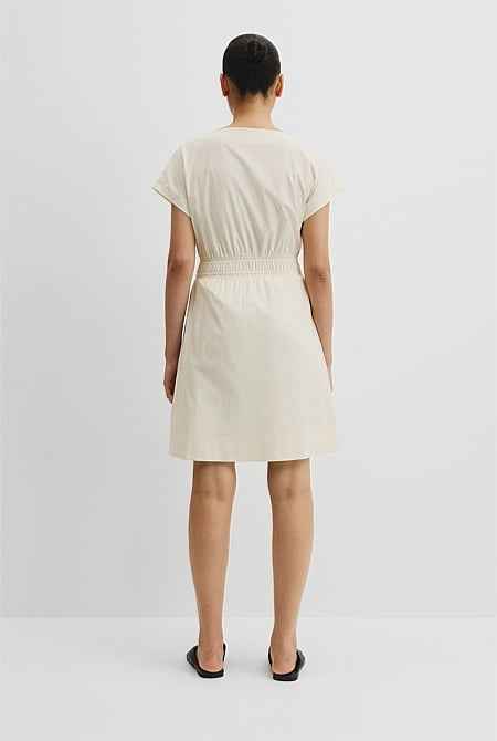 Australian Cotton Shirred Waist Mini Dress