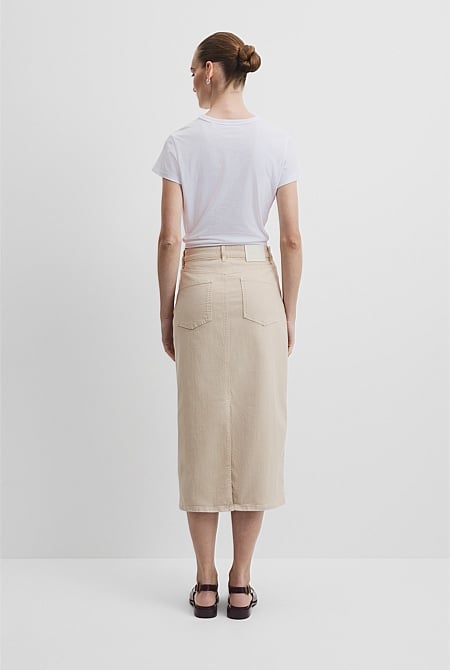 Recycled Cotton Denim Midi Skirt