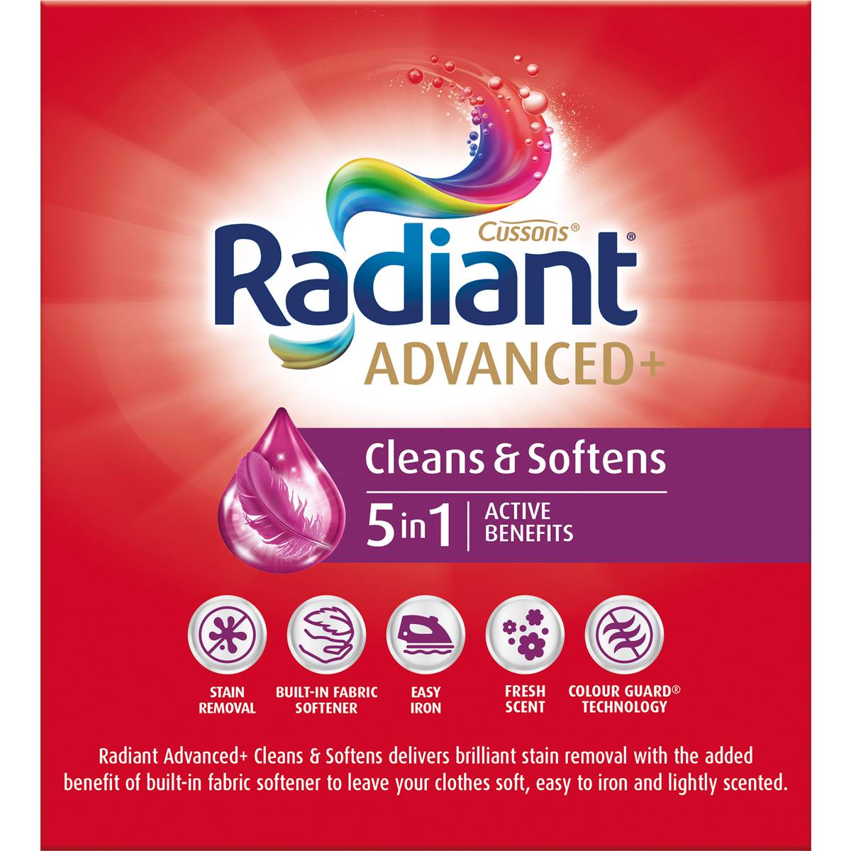 Radiant Advanced+ Cleans & Softens 5- In-1 Laundry Detergent Powder 1.8kg