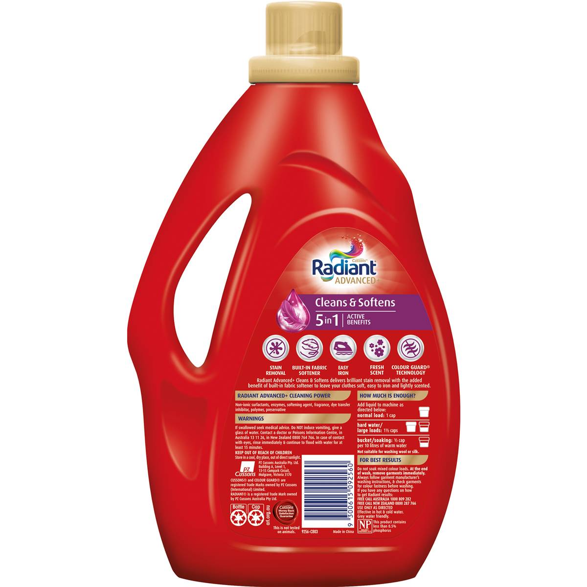 Radiant Advanced+ Cleans & Softens 5- In-1 Laundry Liquid Detergent 1.8l