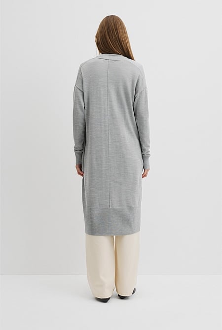 Lightweight Merino Wool Longline Cardigan