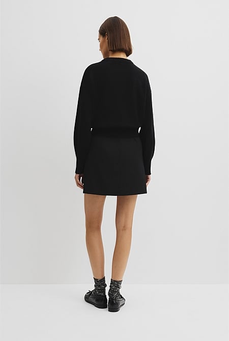 Organically Grown Cotton Blend Crop Crew Neck Knit