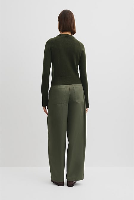 Cotton Cashmere Crew Neck Cardigan