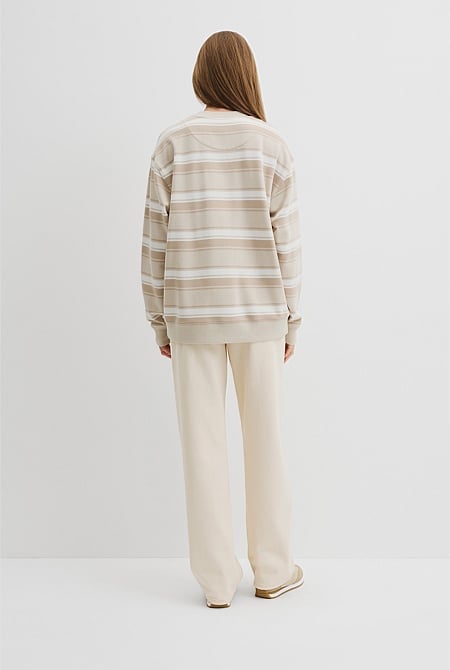 Australian Cotton Stripe Country Road Logo Sweat