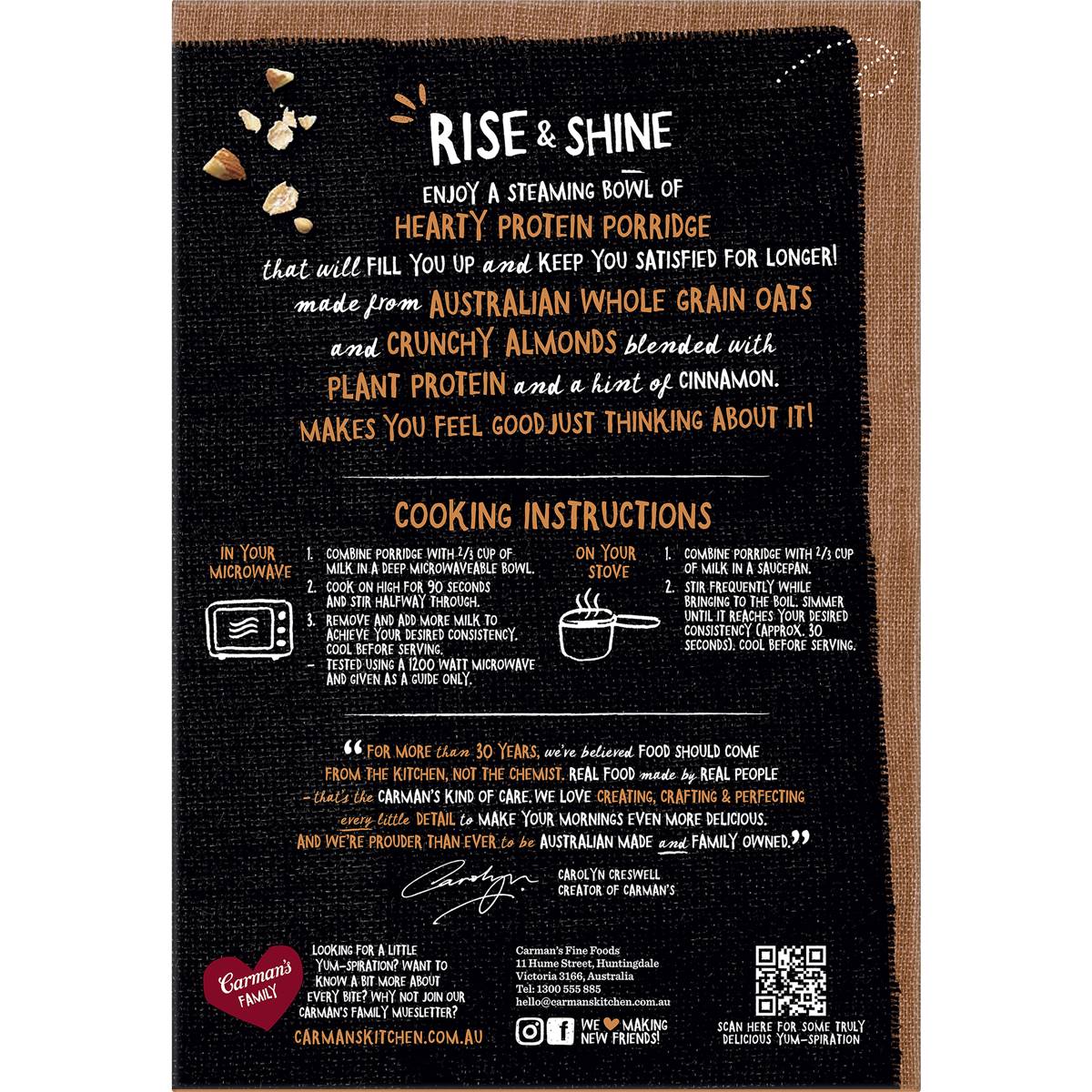 Carman's Porridge Sachets Protein Rich Almond, Vanilla & Cinnamon 6 pack