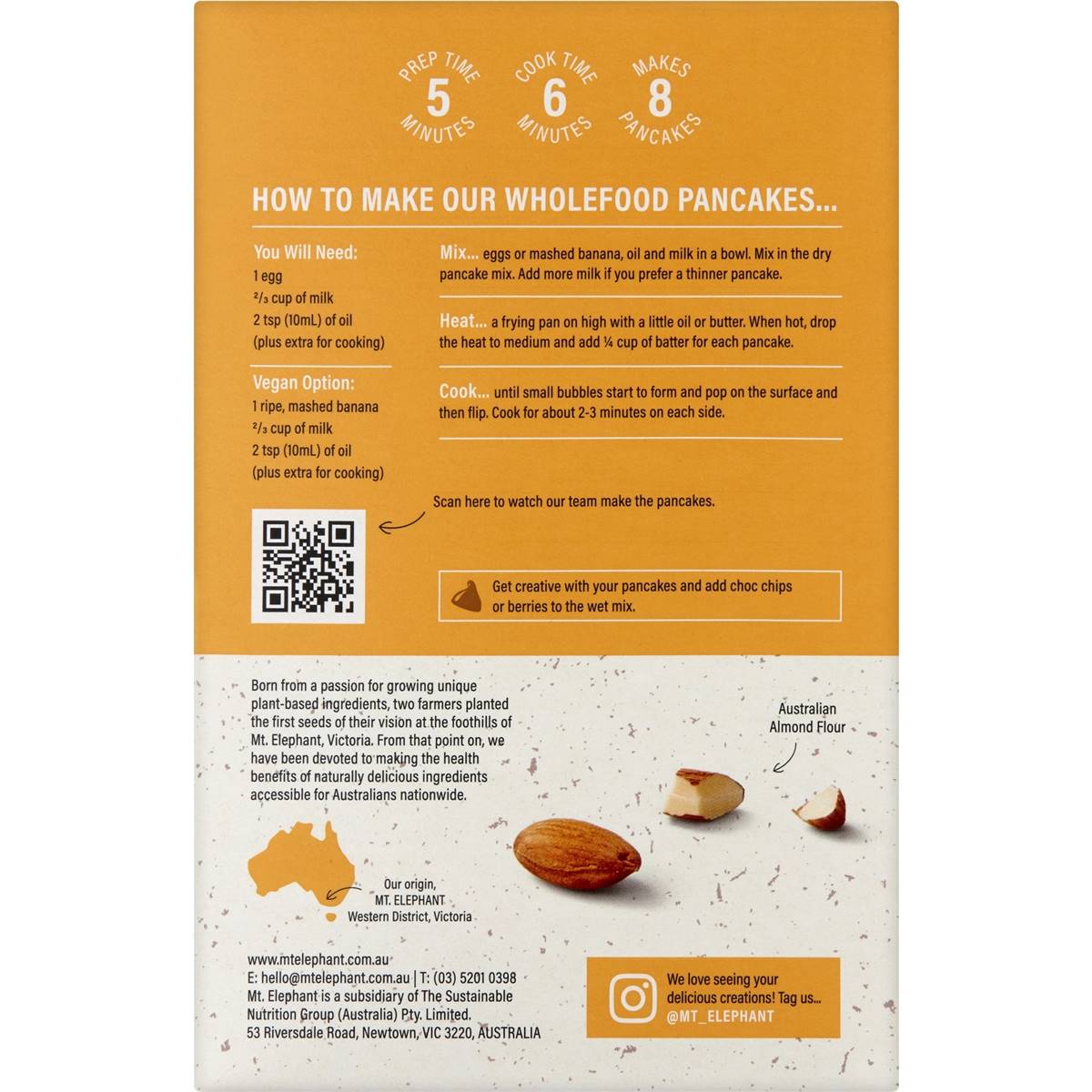 Mt Elephant Almond & Buckwheat Pancake Mix 230g