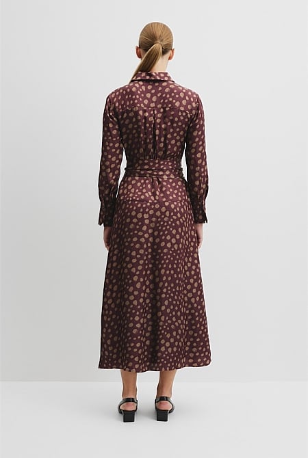 Fluid Print Wrap Dress