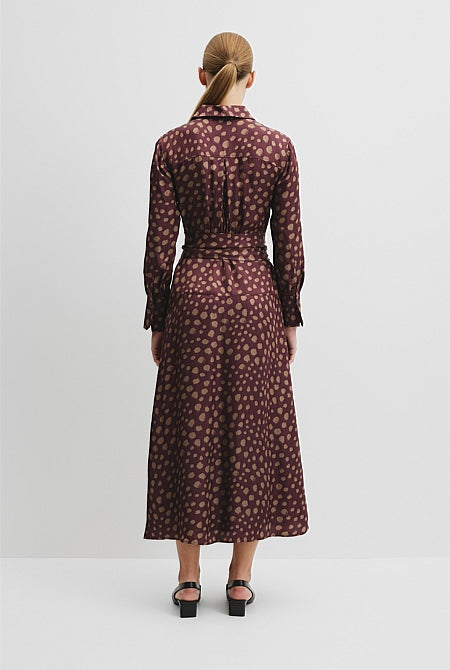 Fluid Print Wrap Dress