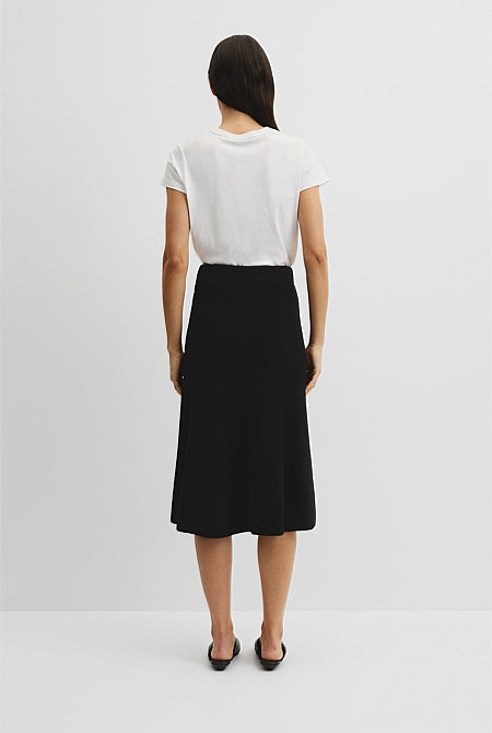 Australian Cotton Blend Knit Midi Skirt