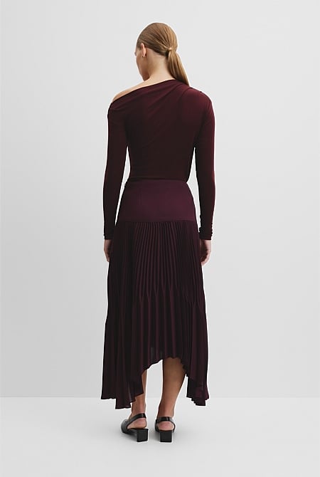 Plisse Midi Skirt