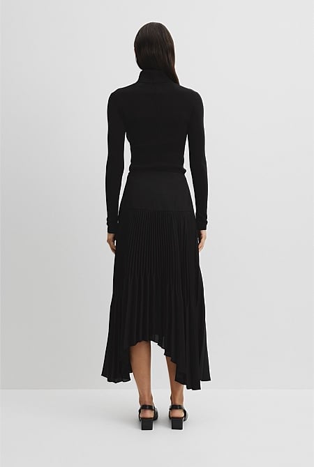 Plisse Midi Skirt