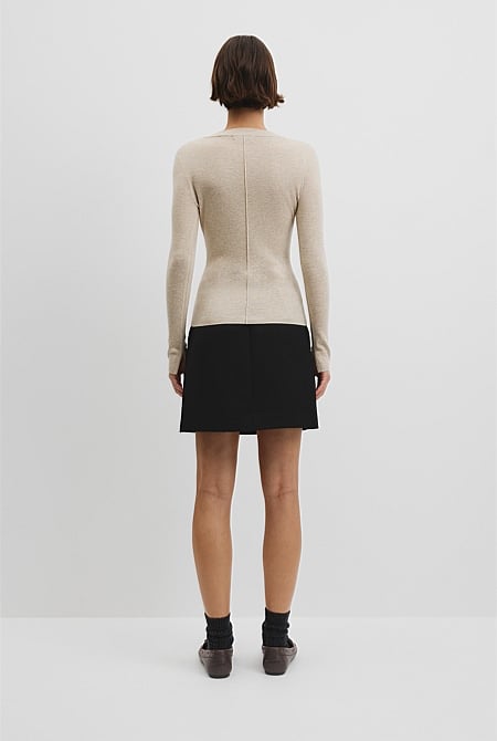 Wool Silk V-Neck Neck