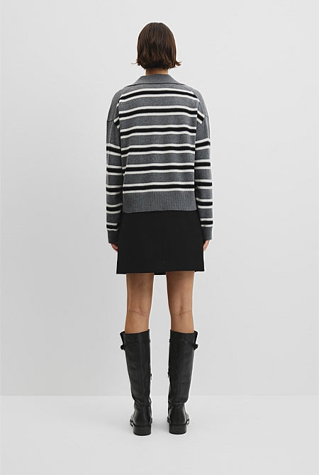 Australian Cotton Blend Stripe Knit Polo