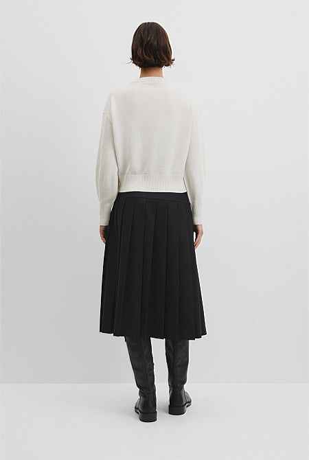Organically Grown Cotton Blend Crop Crew Neck Knit