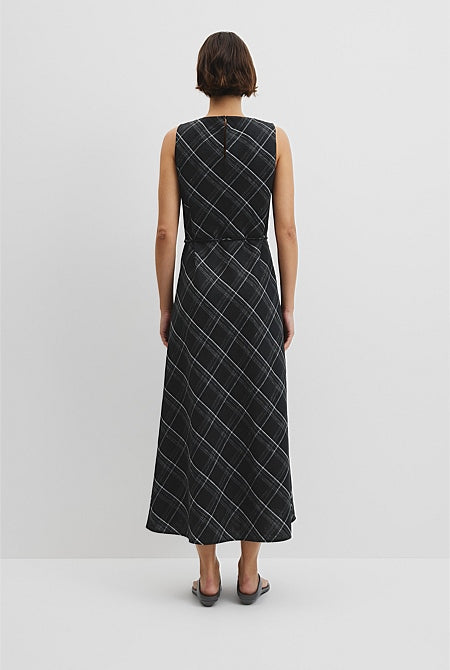 Organically Grown Linen Check Maxi Dress
