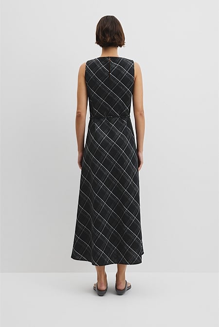 Organically Grown Linen Check Maxi Dress