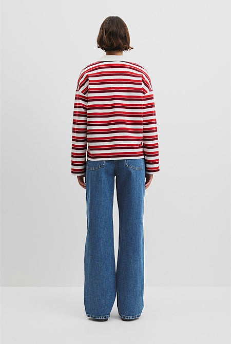 Australian Grown Cotton Stripe Texture Rugby Sweat
