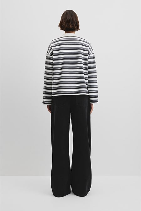 Australian Grown Cotton Stripe Texture Rugby Sweat
