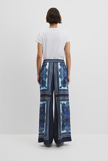Scarf Print Pull-On Pant