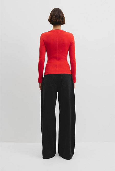 Wool Silk V-Neck Neck
