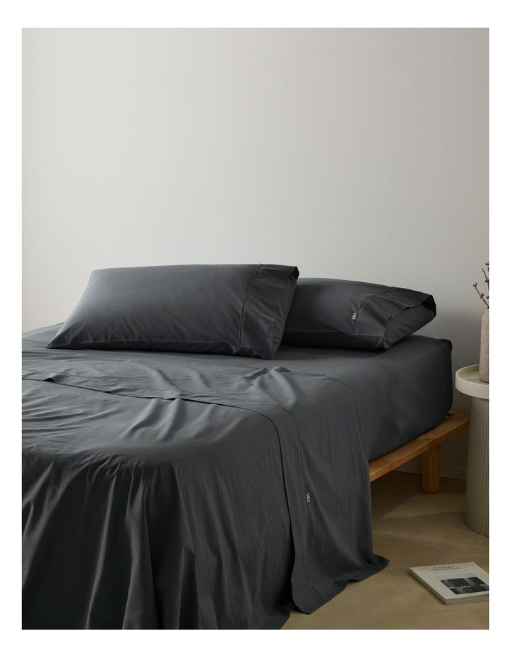 Stonewashed Cotton Pillowcase Pair in Iron