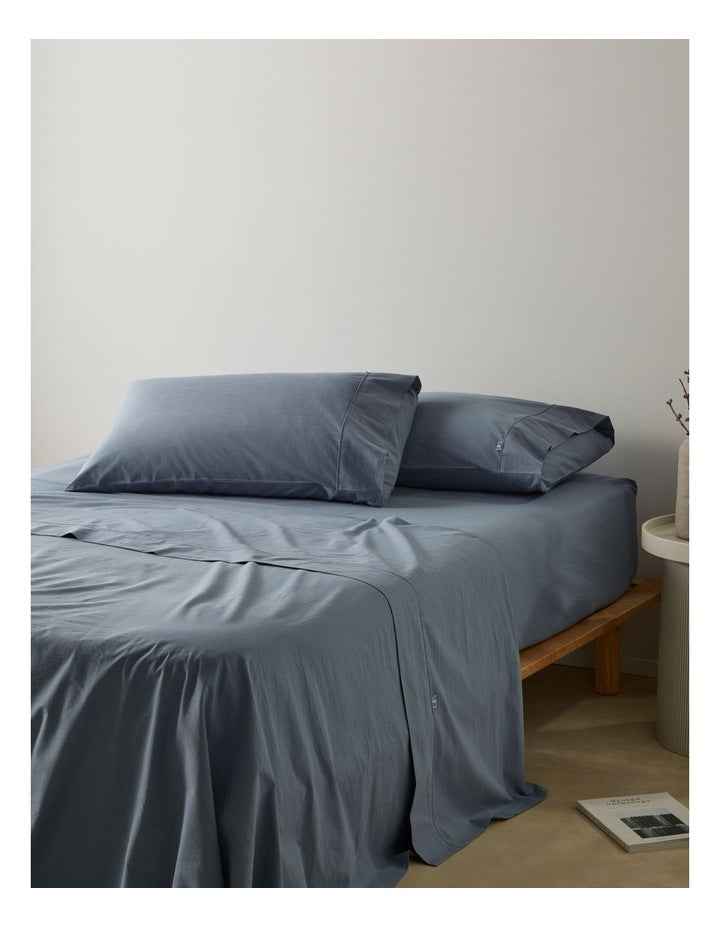 Stonewashed Cotton Pillowcase Pair in Denim