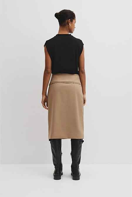 Wool Blend Wrap Skirt