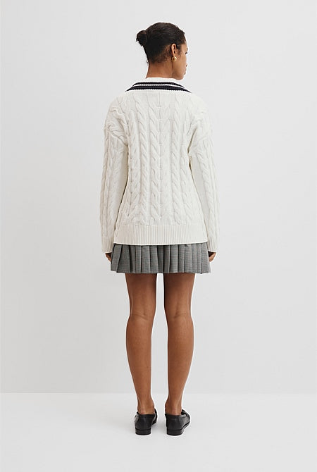 V-Neck Cable Knit