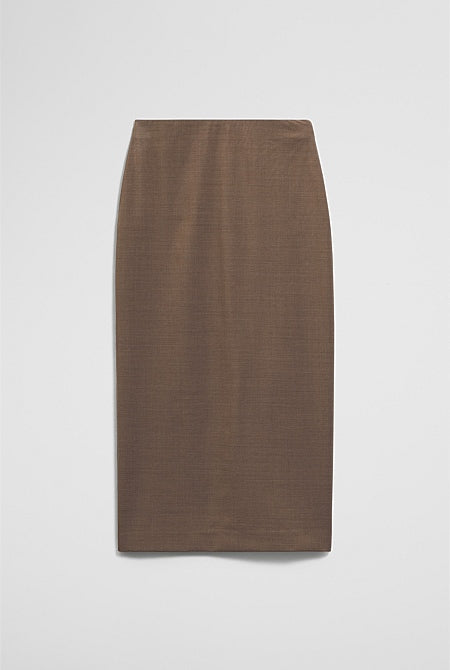 Wool Blend Midi Tailored Skirt