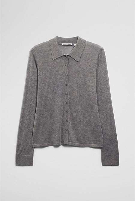 Merino Long Sleeve Knit Shirt