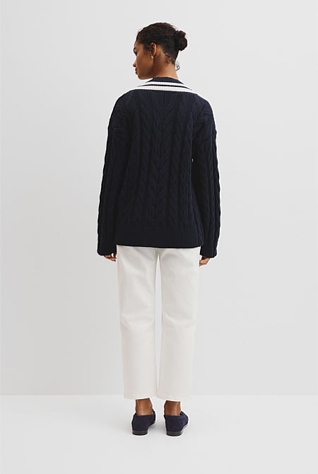 V-Neck Cable Knit
