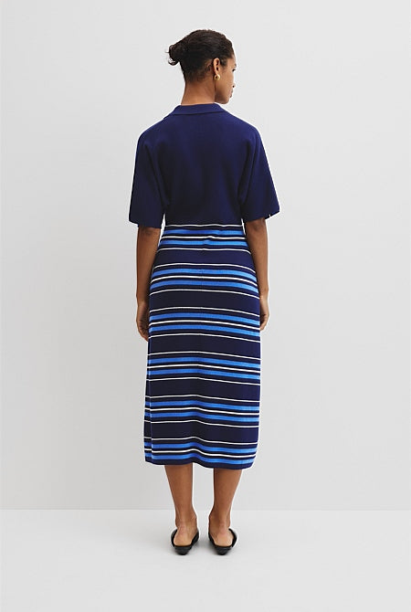 Australian Merino Stripe Polo Knit Dress