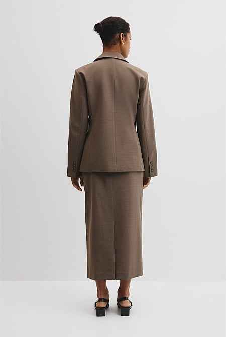 Wool Blend Cross Over Blazer