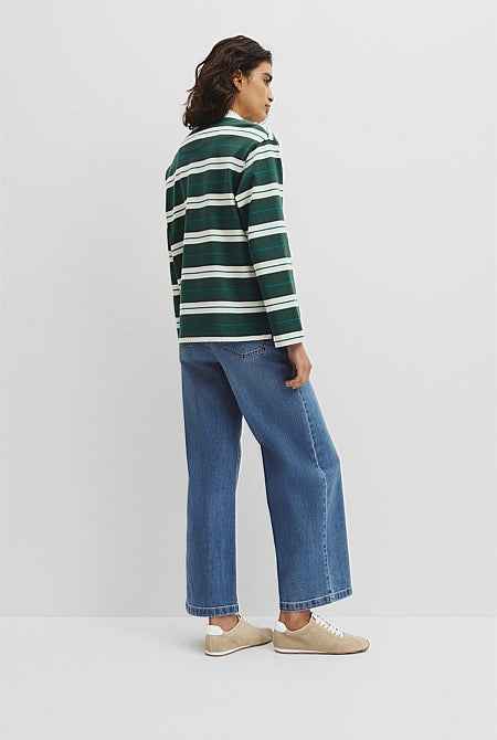 Australian Cotton Stripe Rugby Polo Sweat