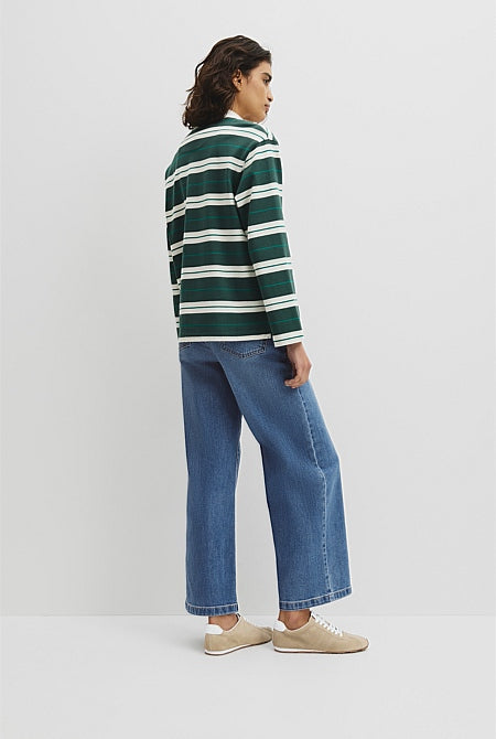 Australian Cotton Stripe Rugby Polo Sweat