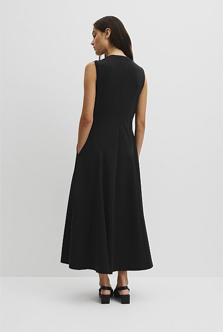 Panel Zip Neck Ponte Dress