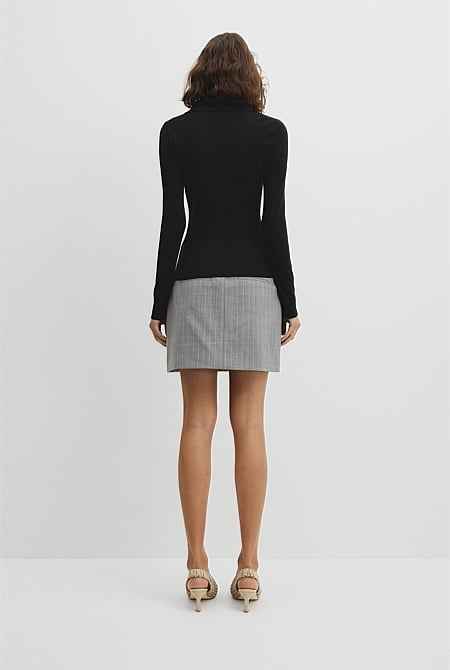 Merino Wool Silk Blend Collared Knit