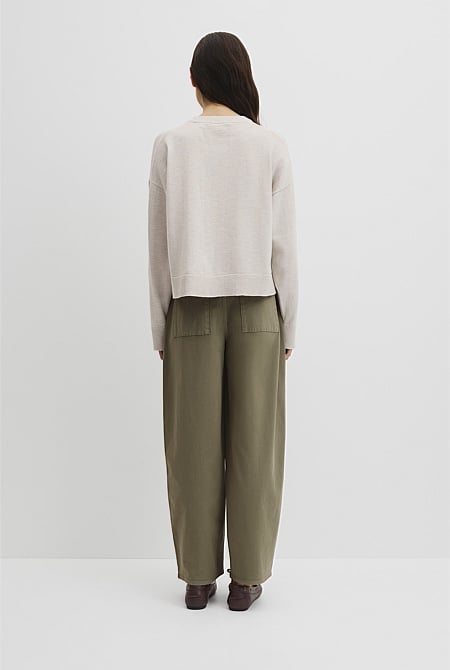 Cotton Linen Crew Neck Knit
