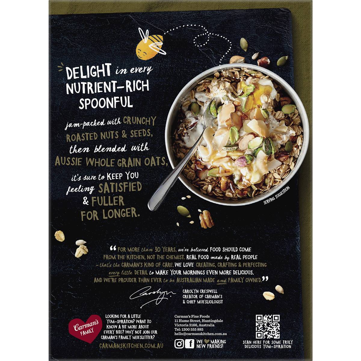 Carman's Muesli Toasted Original Fruit Free 500g