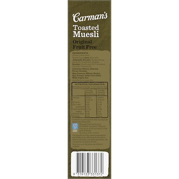 Carman's Muesli Toasted Original Fruit Free 500g