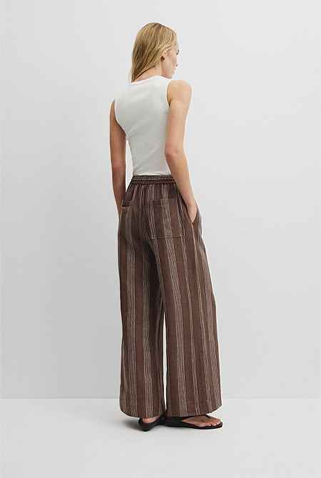 Stripe Linen Pull On Pintuck