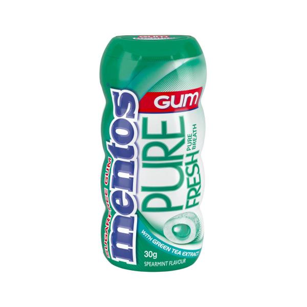 MENTOS PURE FRESH GUM BOTTLE:SPEARMINT:.:30 GRAM