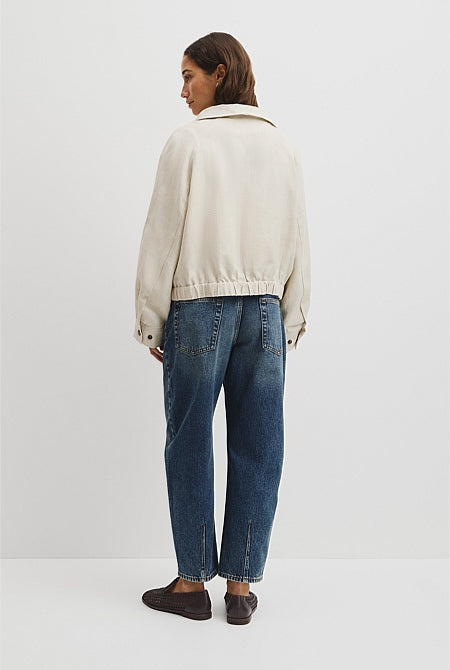 Linen Funnel Neck Jacket
