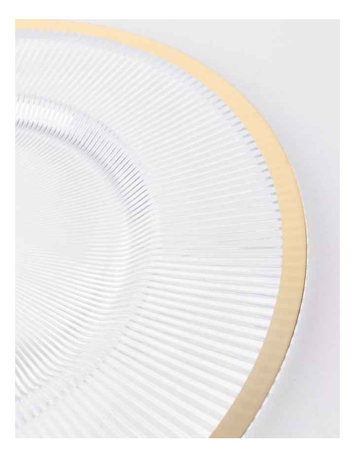 Transparent Charger Plate with Metallic Rim Set of 4 in Clear