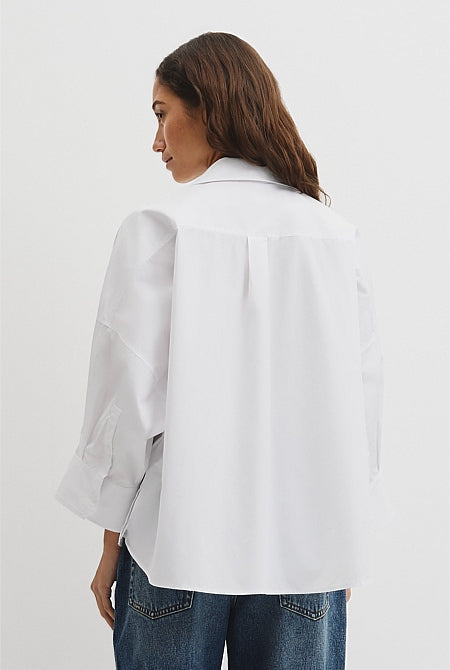 Drape Sleeve Cotton Shirt